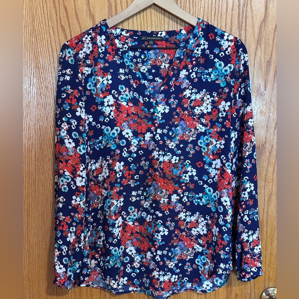 Adrianna Papell women’s blouse‎ long sleeve floral sz small